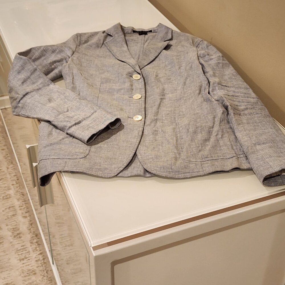 Excellent!!| US SZ 2| Theory: Bluish Gray Cool Linen Blazer